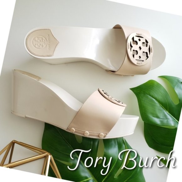 Tory Burch Shoes - Tory Burch Platform Wedge Slide Sandal Nude